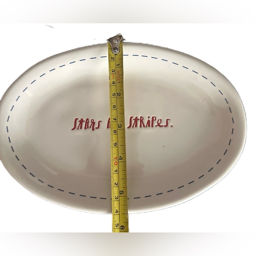 Rae Dunn July 4th Stars and Stripes Oval Plates Set of 2 American Patriot Decor - Picture 4 of 7